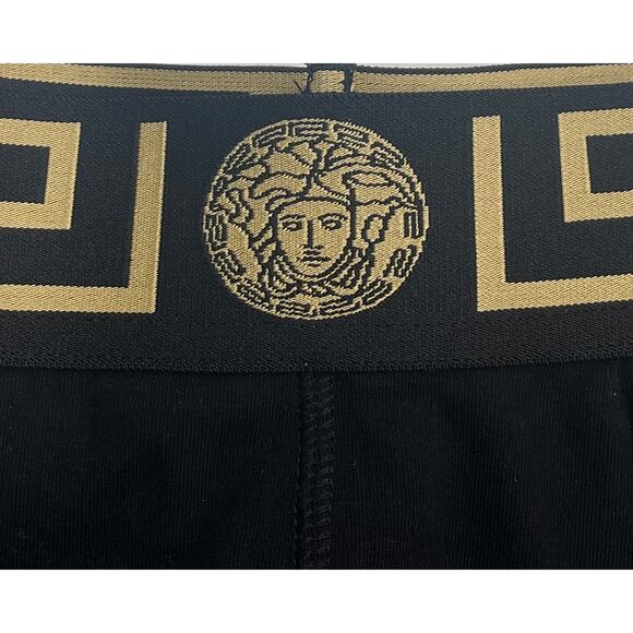 M2-18 VERSACE Men's Greca Trunks Black Cotton Deadstock Size 4/30-32/S - Picture 5 of 11